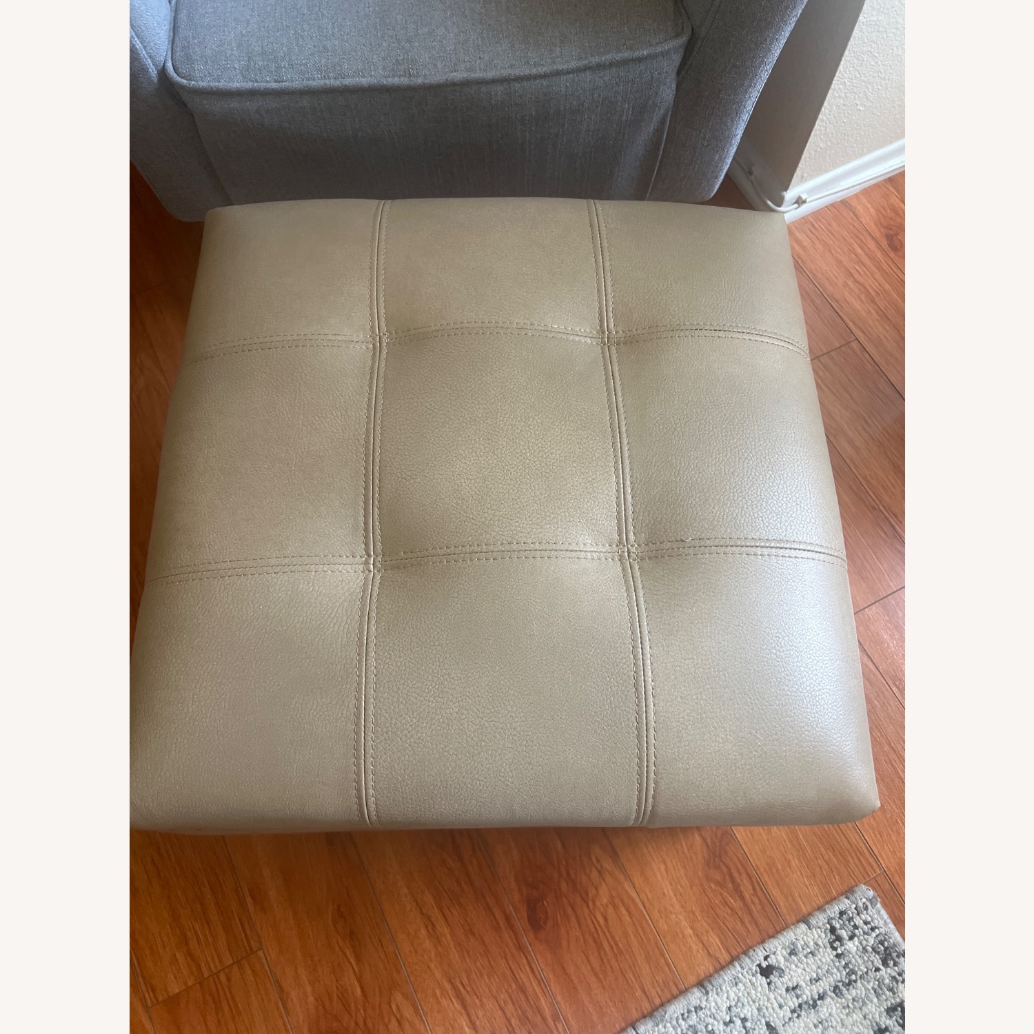 Pier 1 Imports Taupe Faux Leather Ottoman - image-2