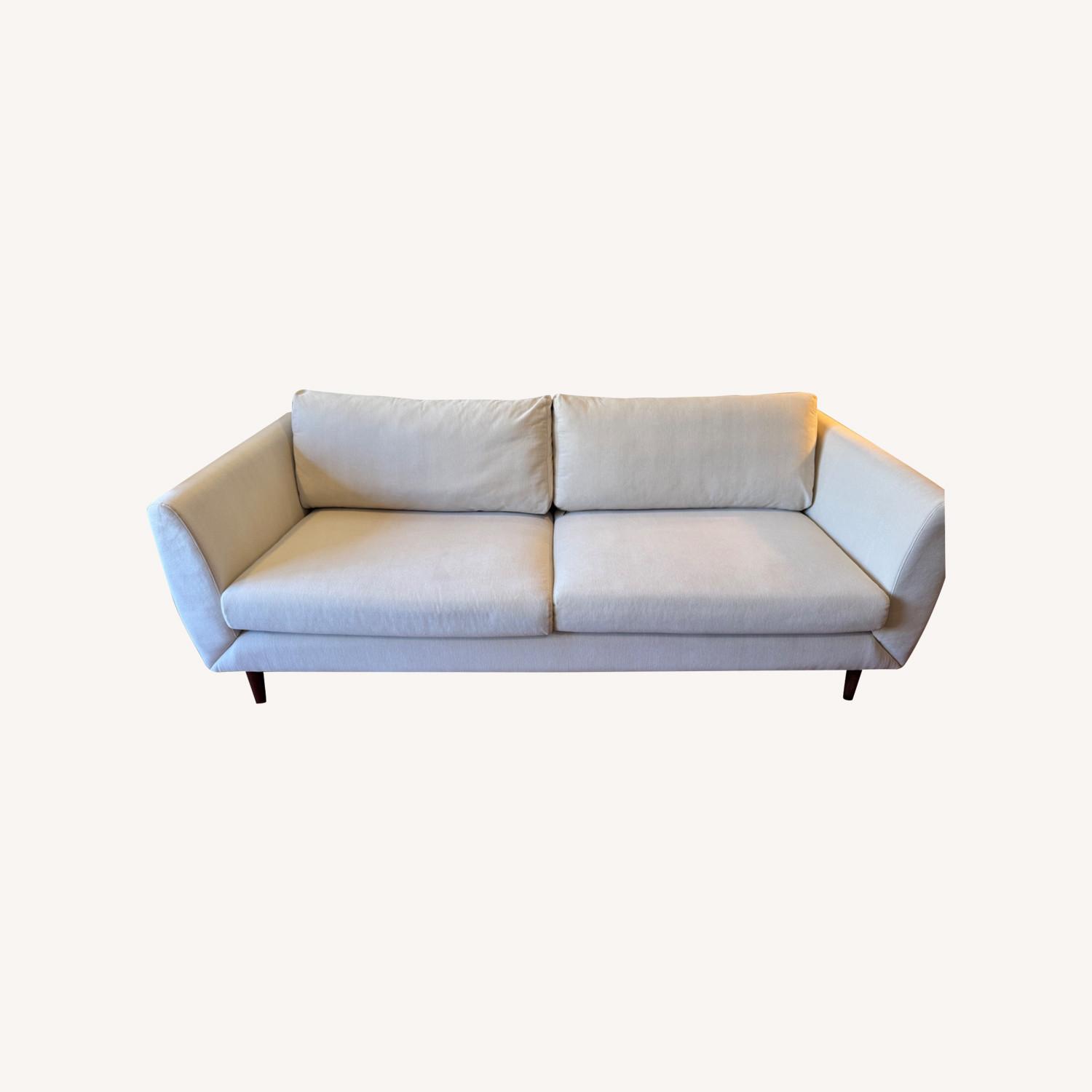 Midcentury Modern Cream Velvet Sofa - image-0