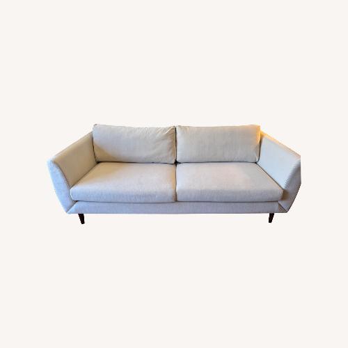 Used Midcentury Modern Cream Velvet Sofa  for sale on AptDeco