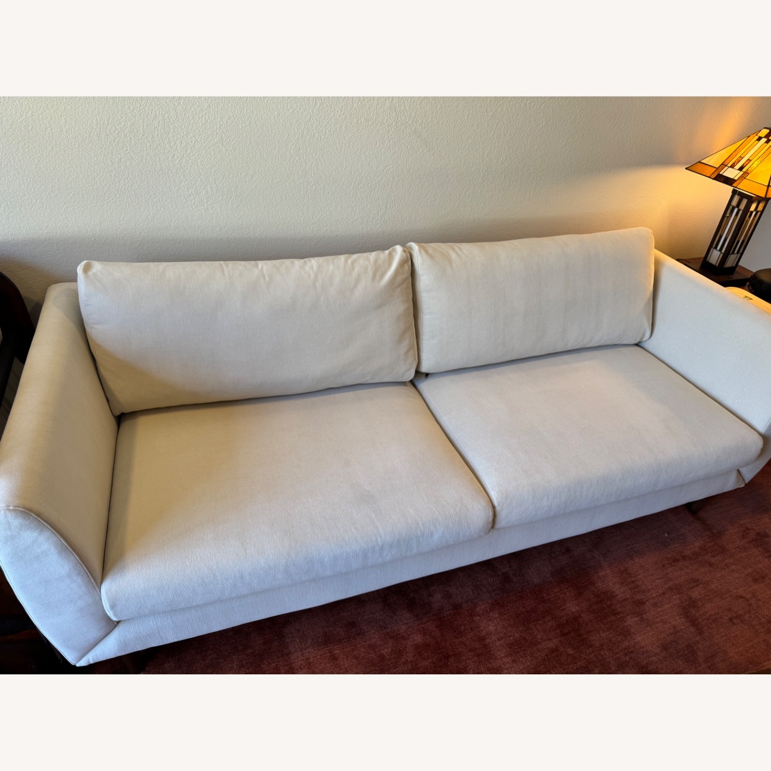 Midcentury Modern Cream Velvet Sofa - image-3