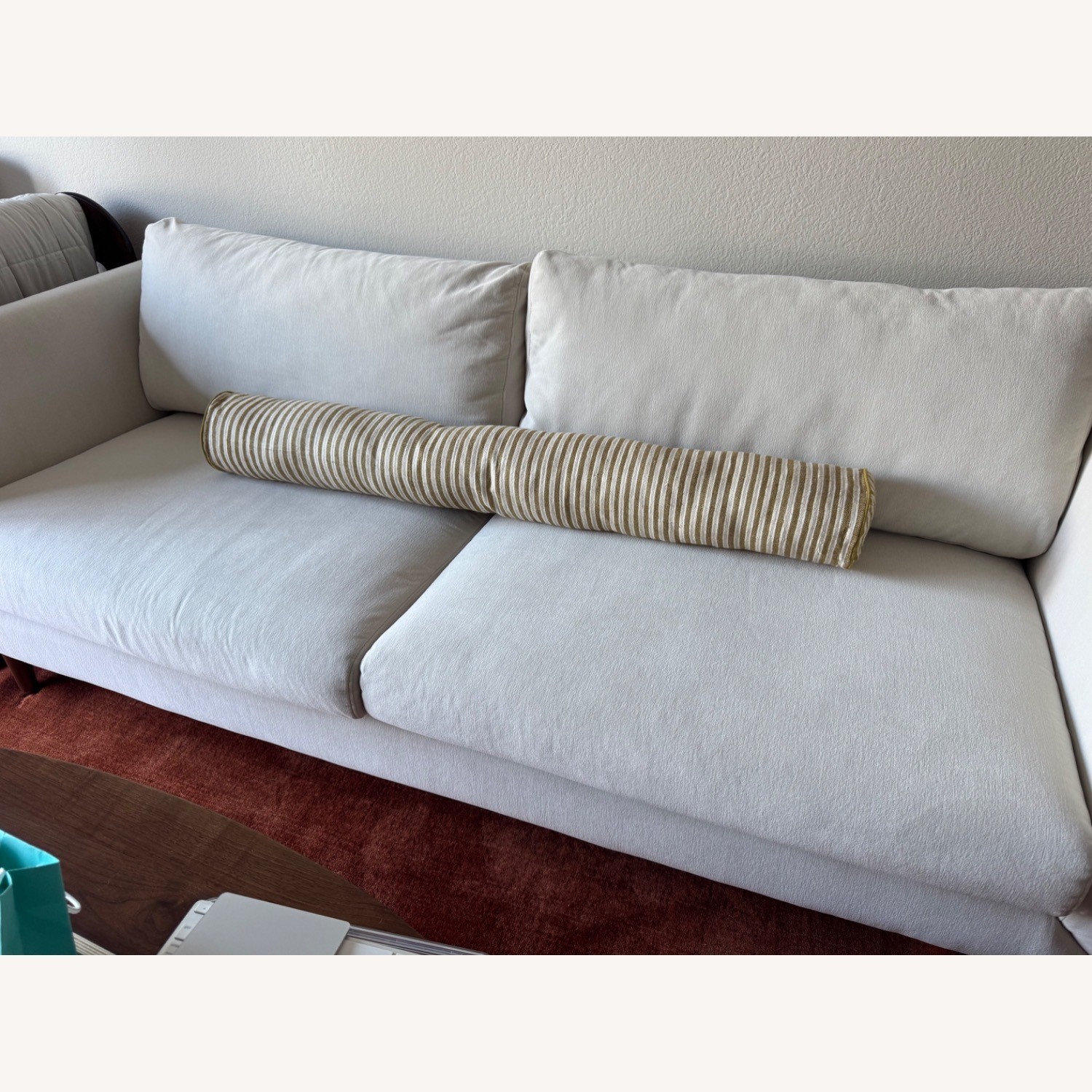 Midcentury Modern Cream Velvet Sofa - image-1