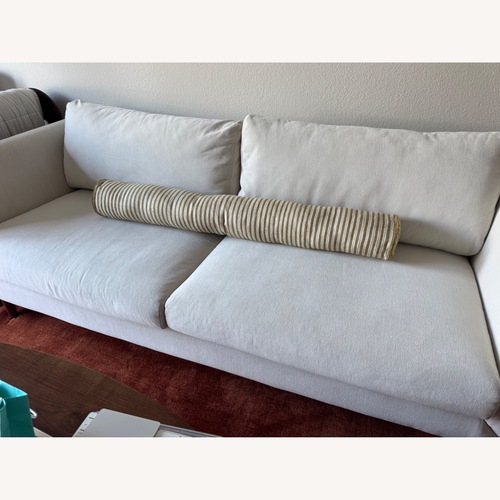 Used Midcentury Modern Cream Velvet Sofa  for sale on AptDeco