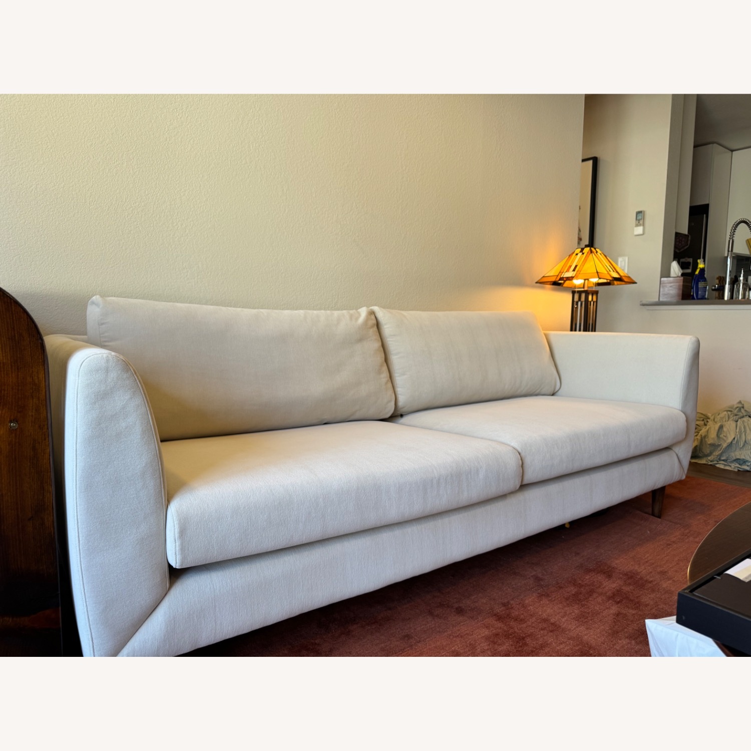 Midcentury Modern Cream Velvet Sofa - image-2