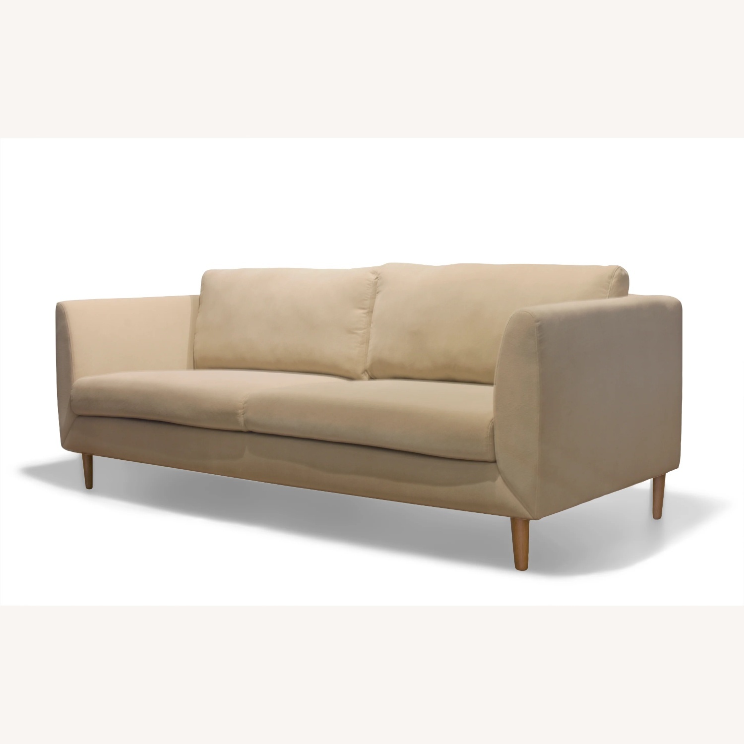 Midcentury Modern Cream Velvet Sofa - image-7