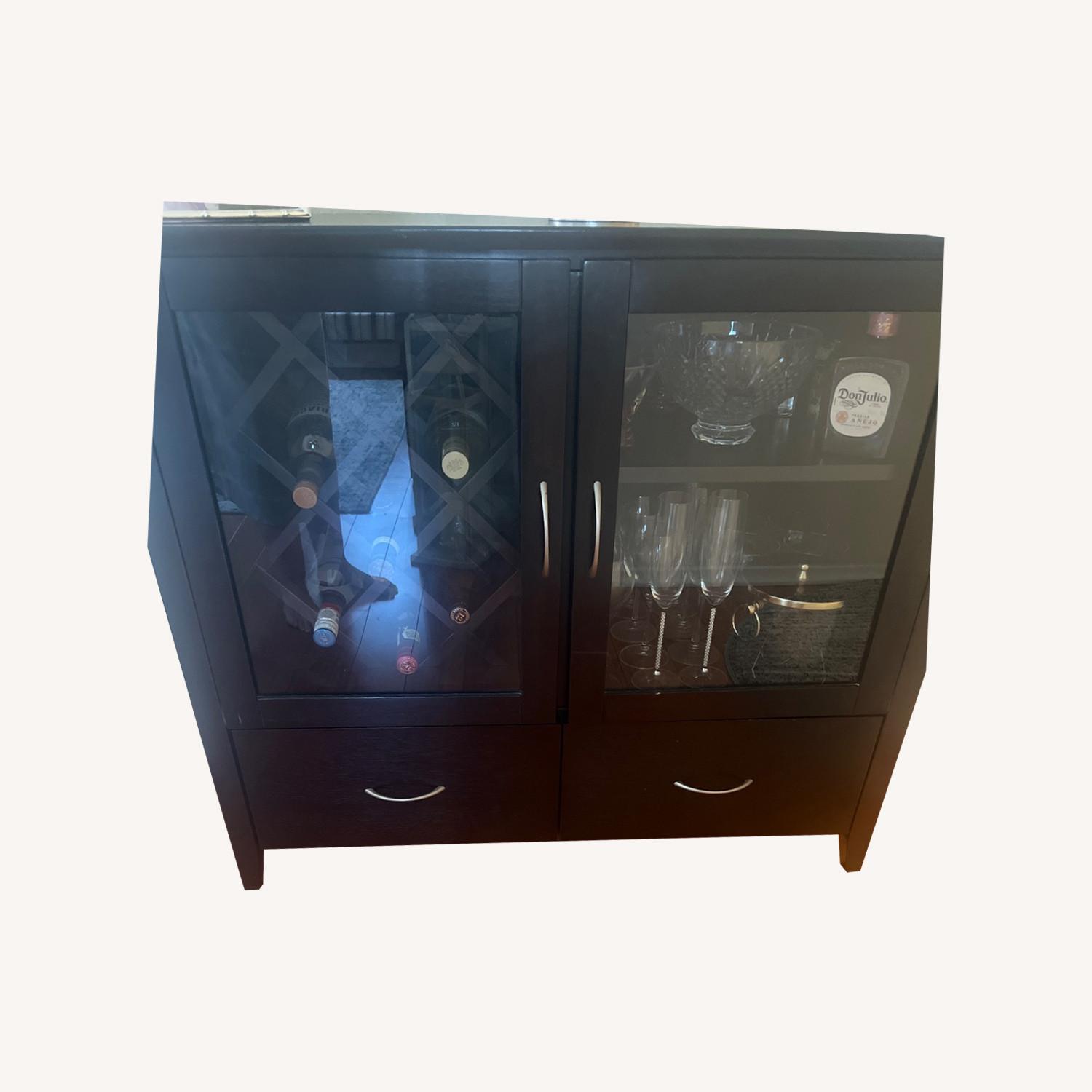 Dark Brown Wood Bar Storage Unit - image-0