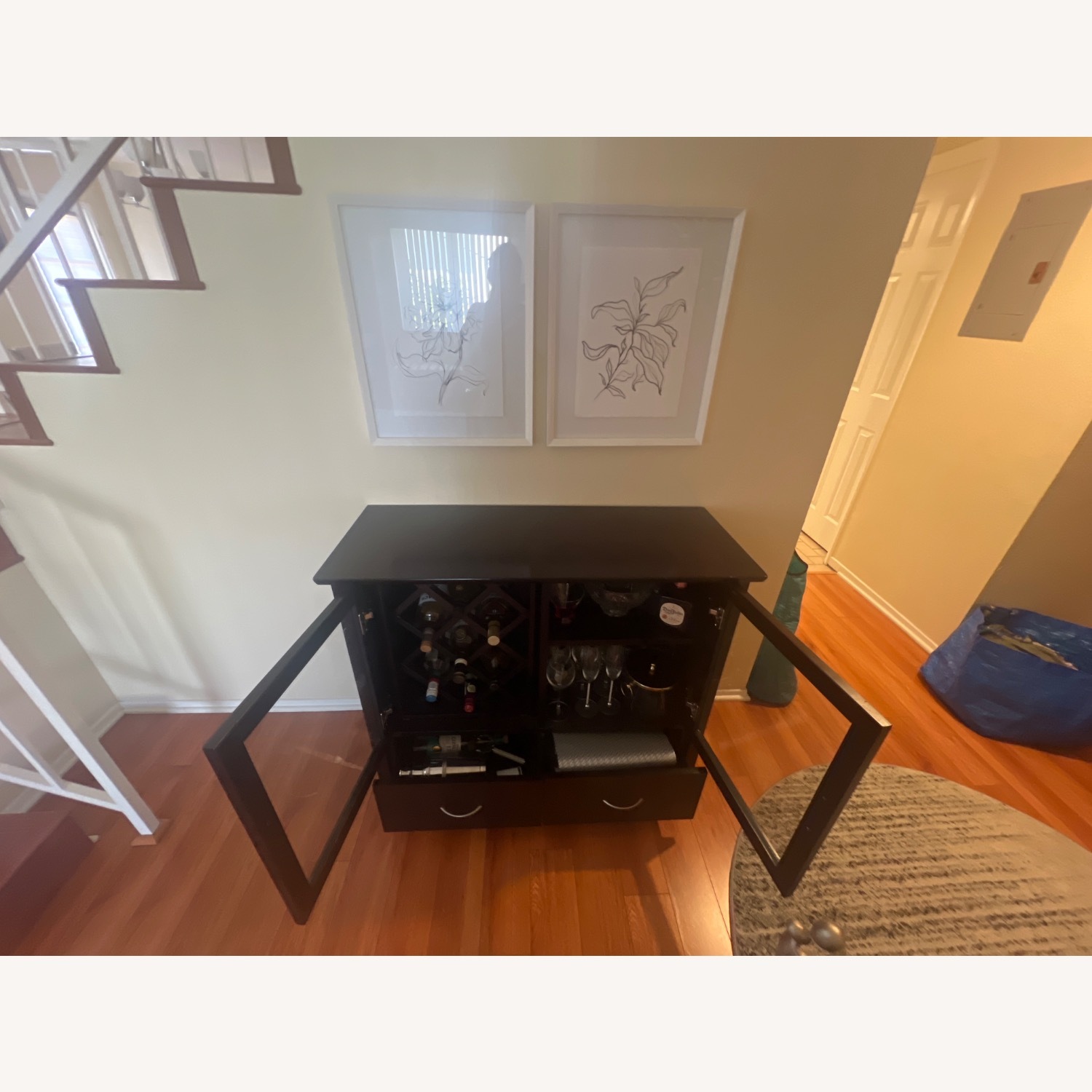 Dark Brown Wood Bar Storage Unit - image-4