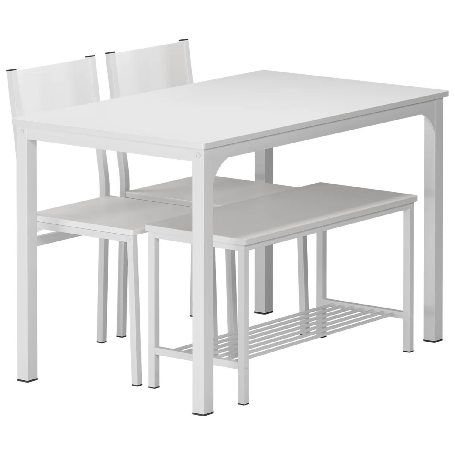 Wayfair White Dining Table Set 2 Chairs + Bench - image-6