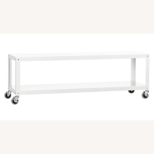 Used CB2 Go-Cart Industrial Metal Rolling Media Console for sale on AptDeco