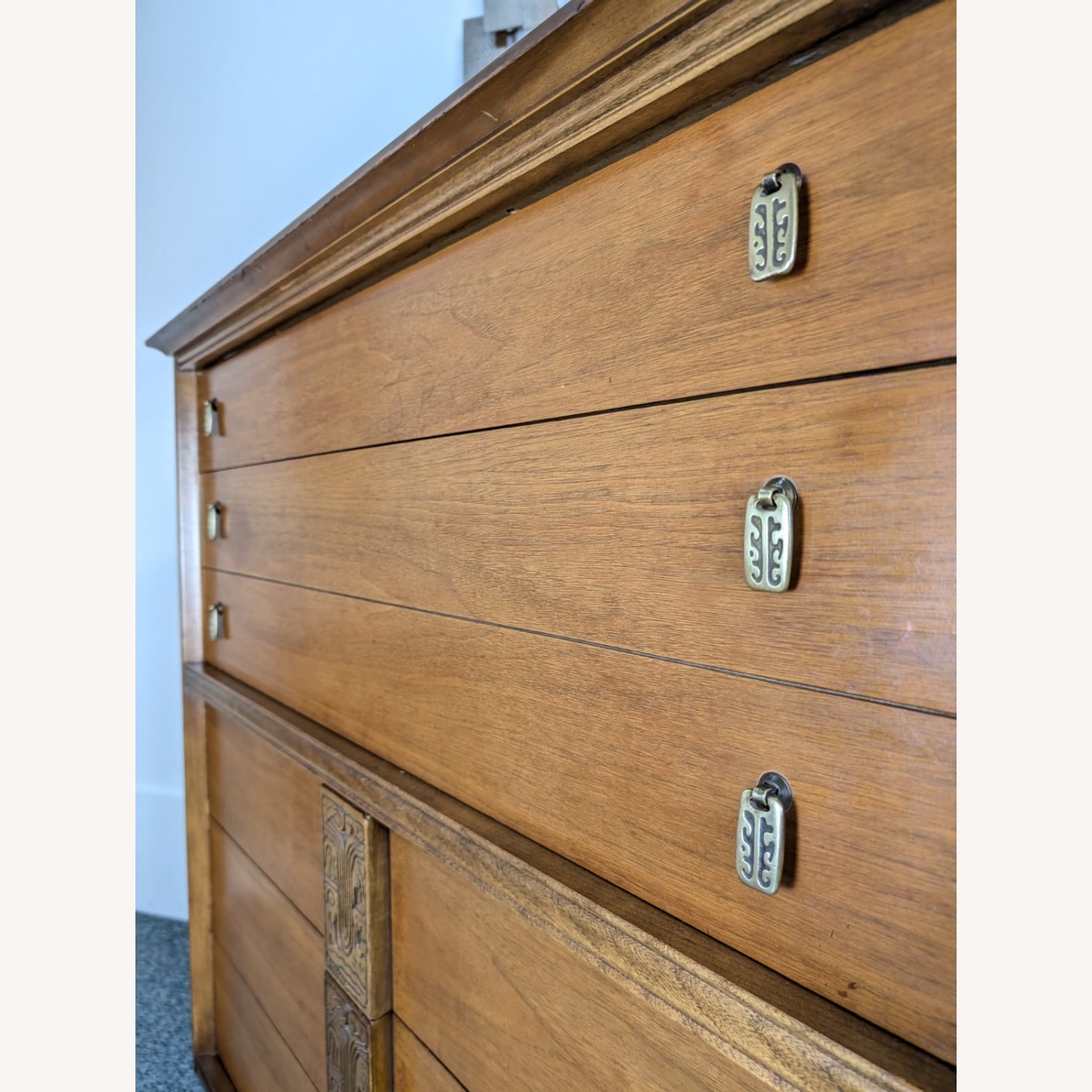 MCM Bassett Mayan 6 Drawer Walnut Highboy - image-9