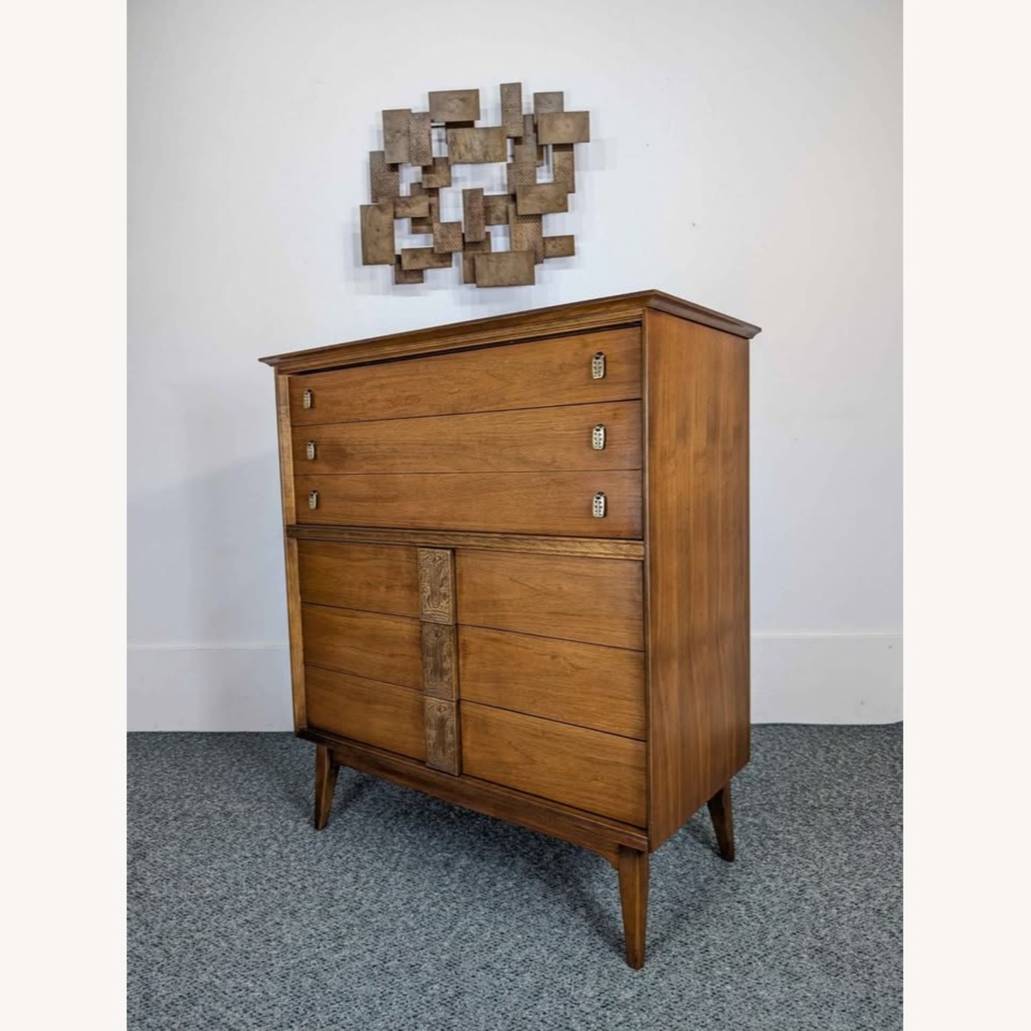 MCM Bassett Mayan 6 Drawer Walnut Highboy - image-3