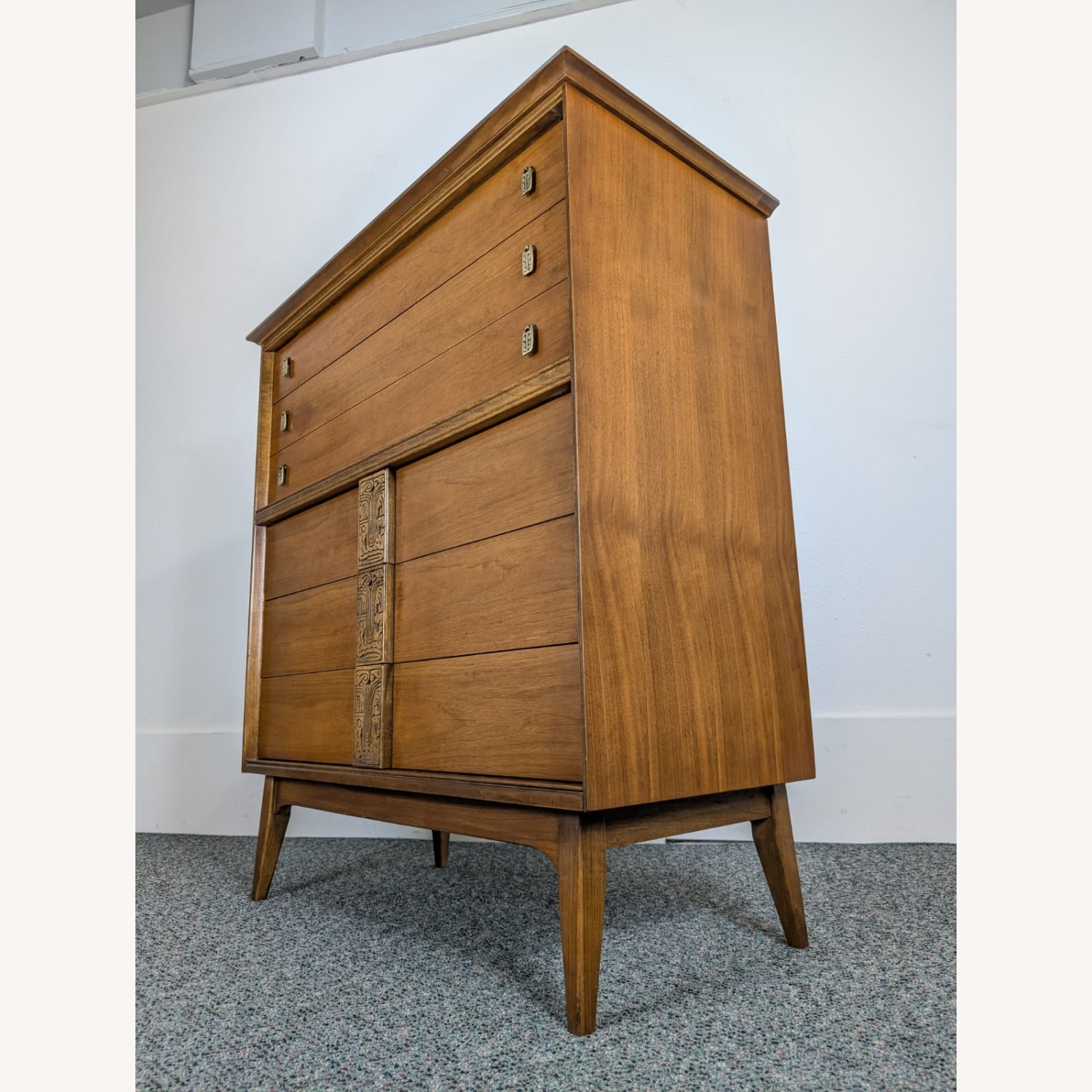 MCM Bassett Mayan 6 Drawer Walnut Highboy - image-5