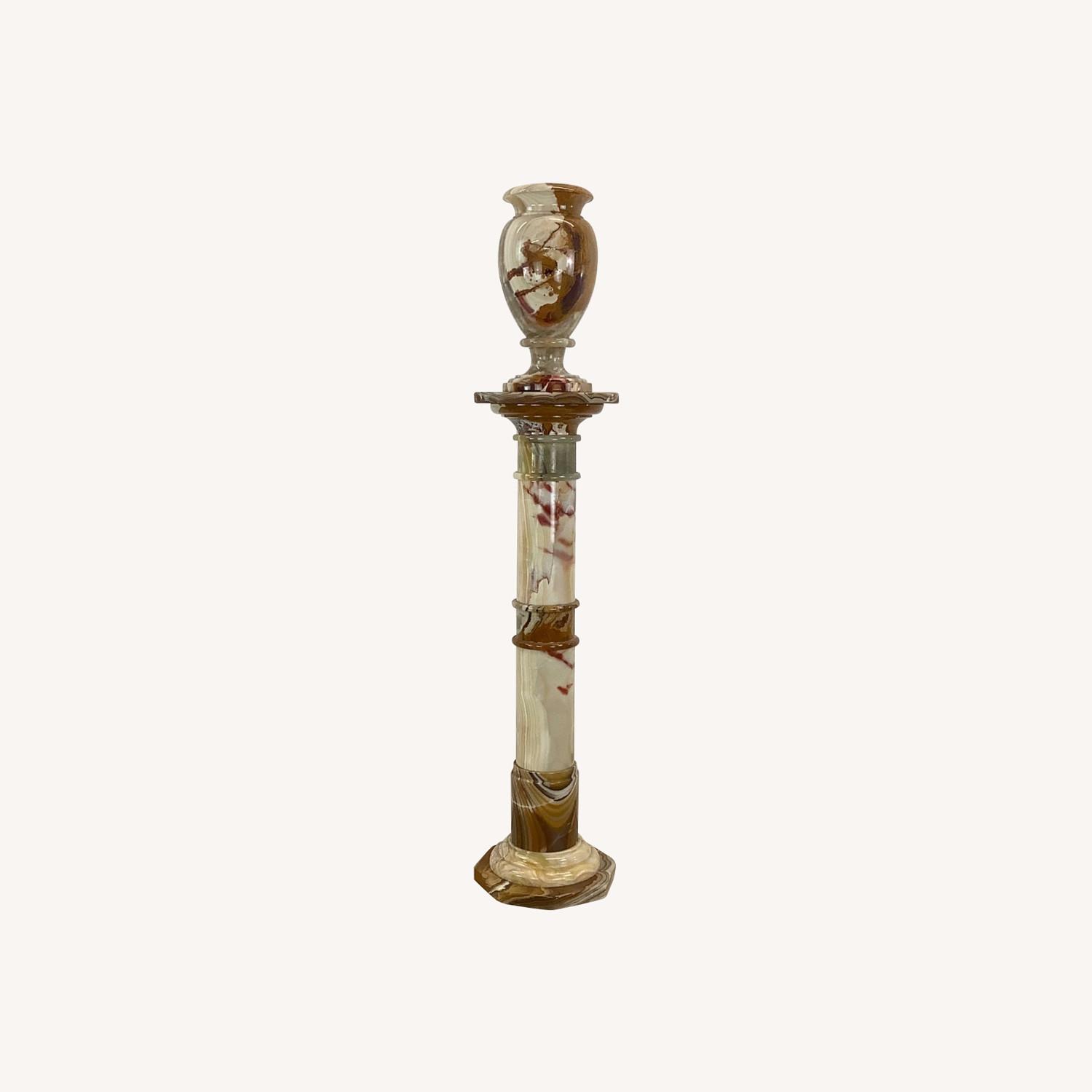 Vintage Onyx Pedestal and Vase - image-0
