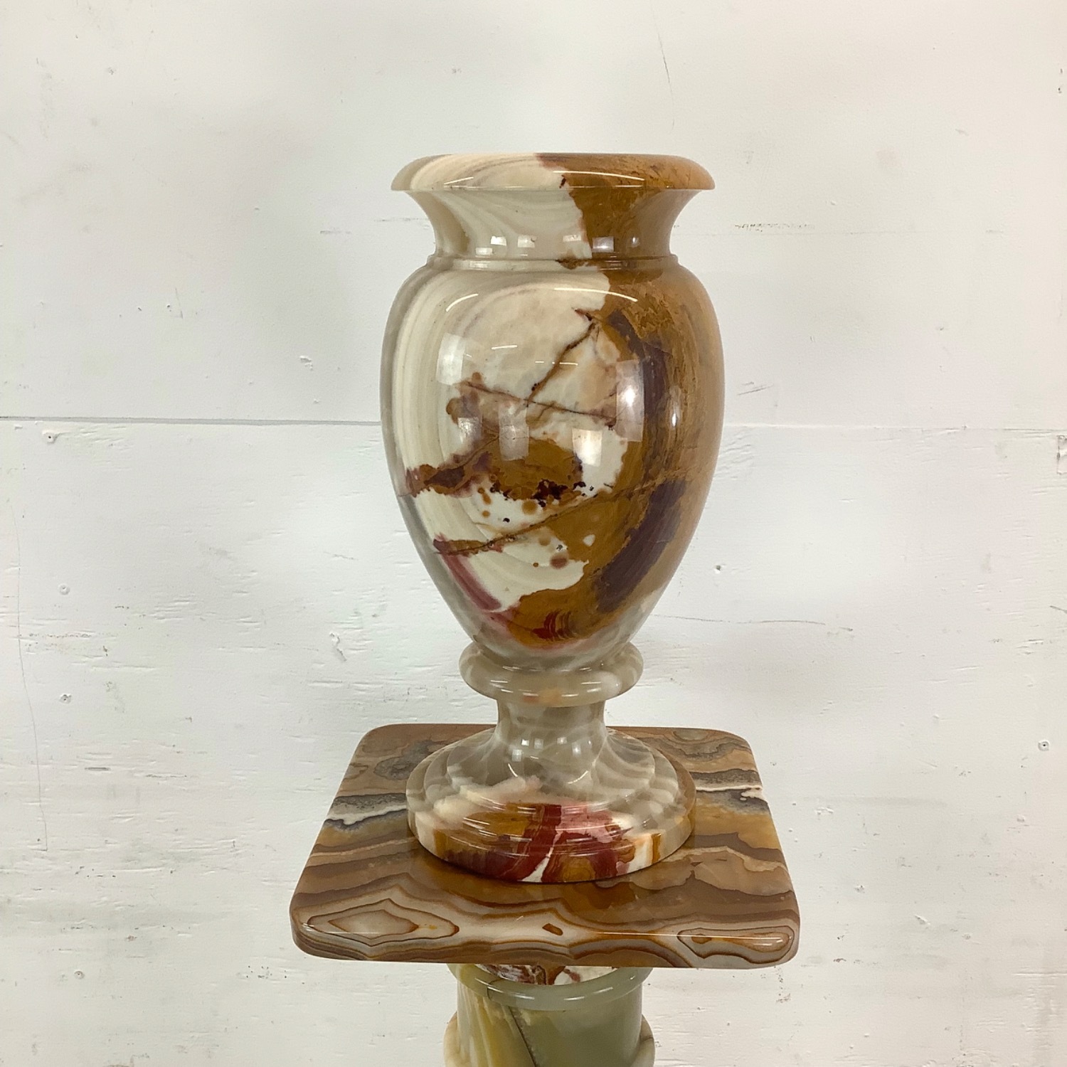 Vintage Onyx Pedestal and Vase - image-3