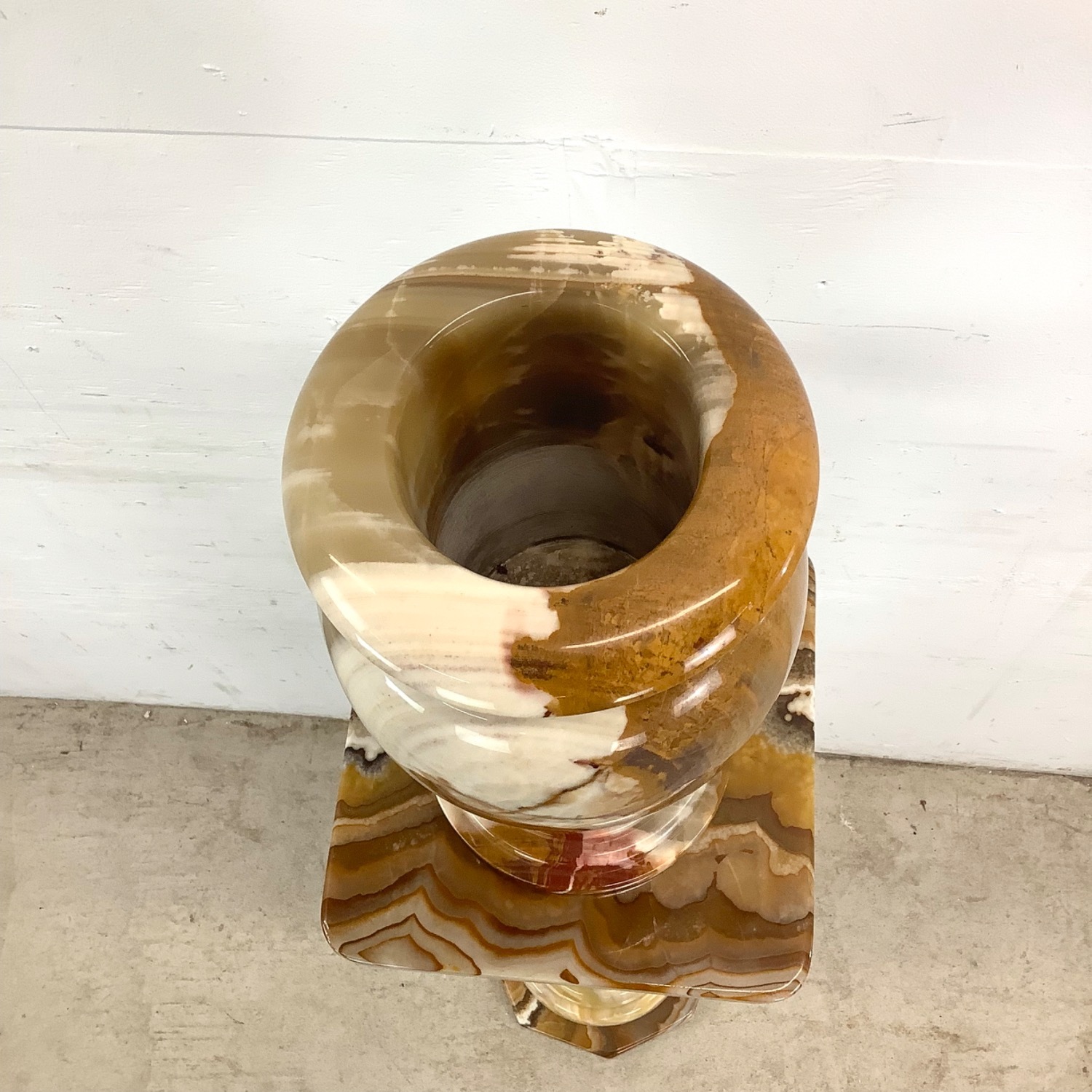 Vintage Onyx Pedestal and Vase - image-10