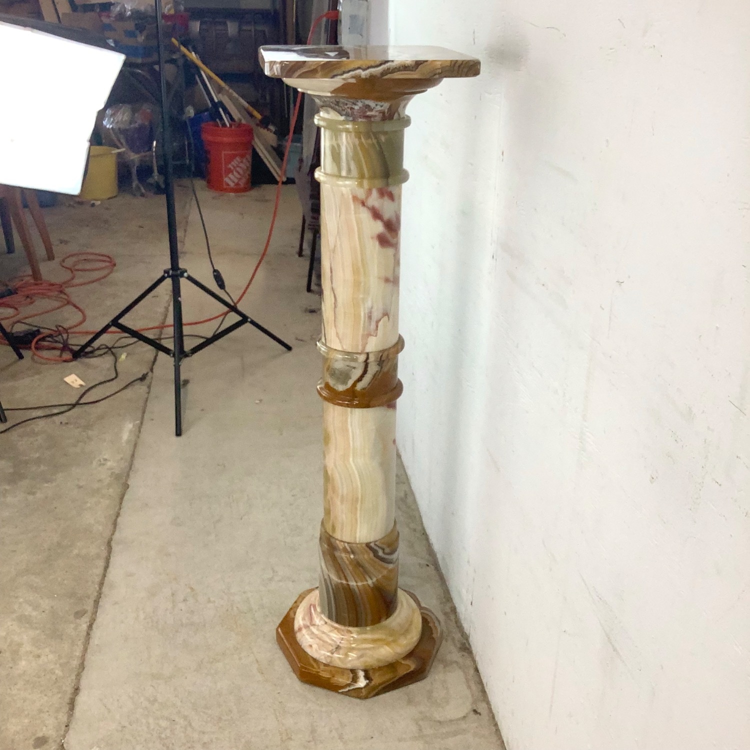 Vintage Onyx Pedestal and Vase - image-15