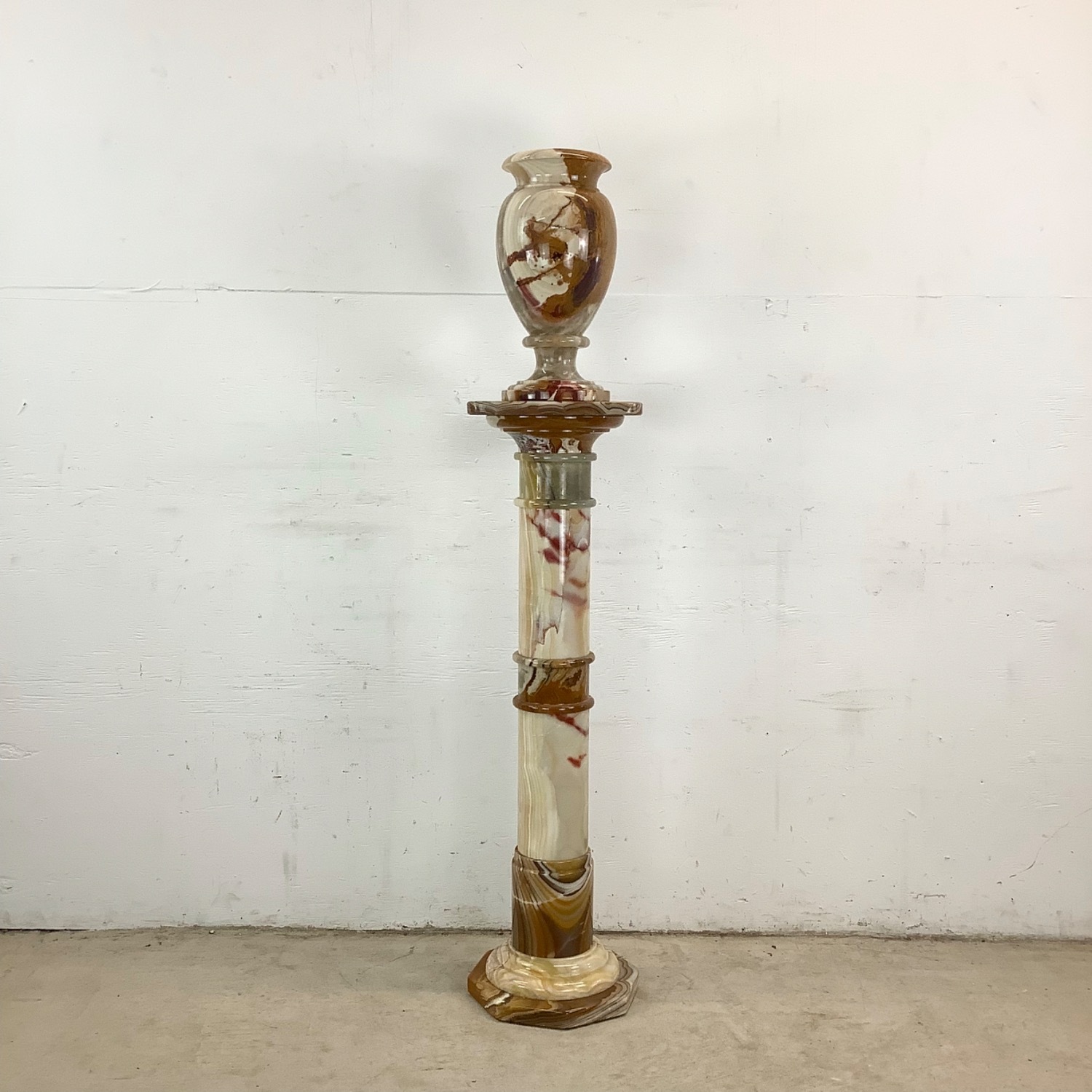 Vintage Onyx Pedestal and Vase - image-1