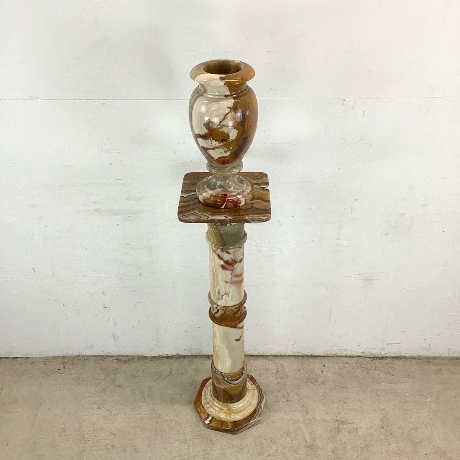 Vintage Onyx Pedestal and Vase - image-2