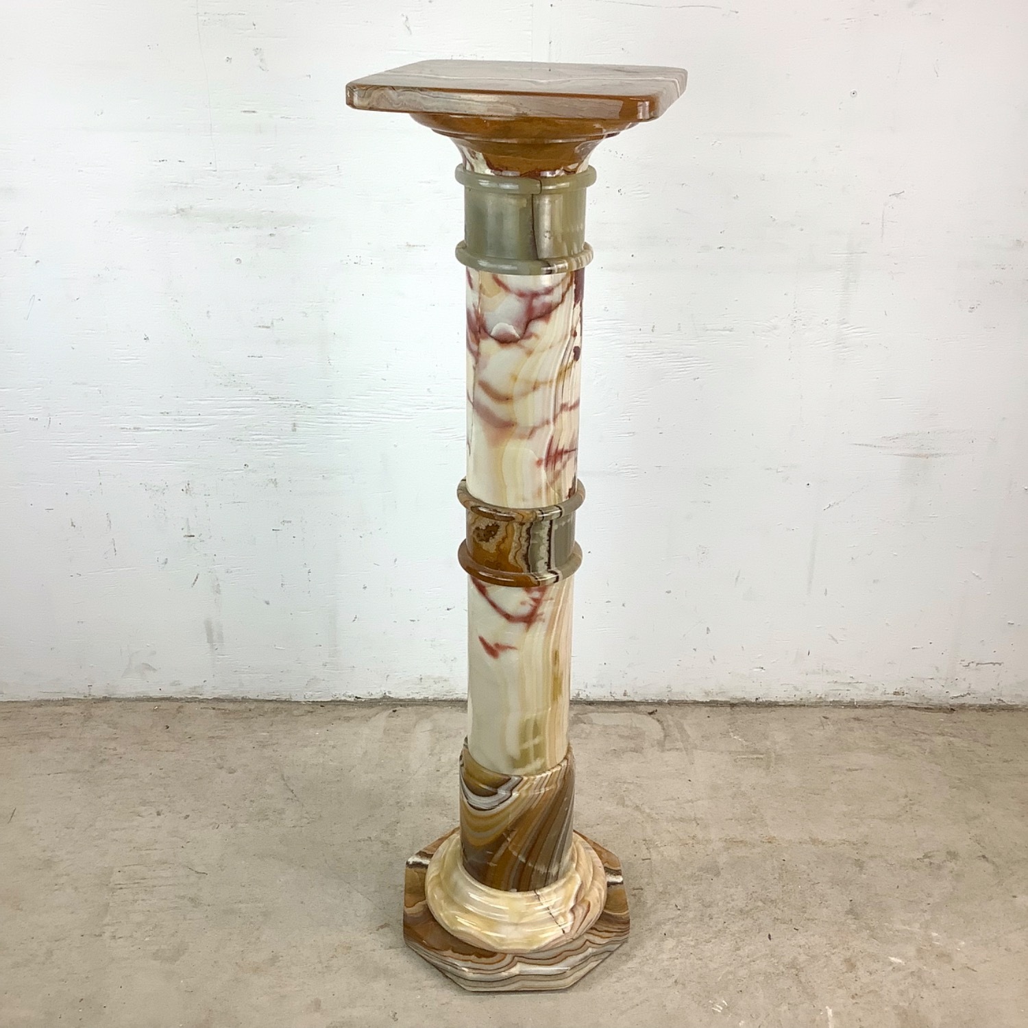 Vintage Onyx Pedestal and Vase - image-12