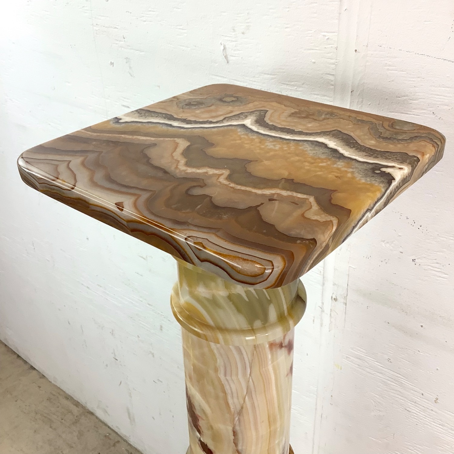Vintage Onyx Pedestal and Vase - image-18