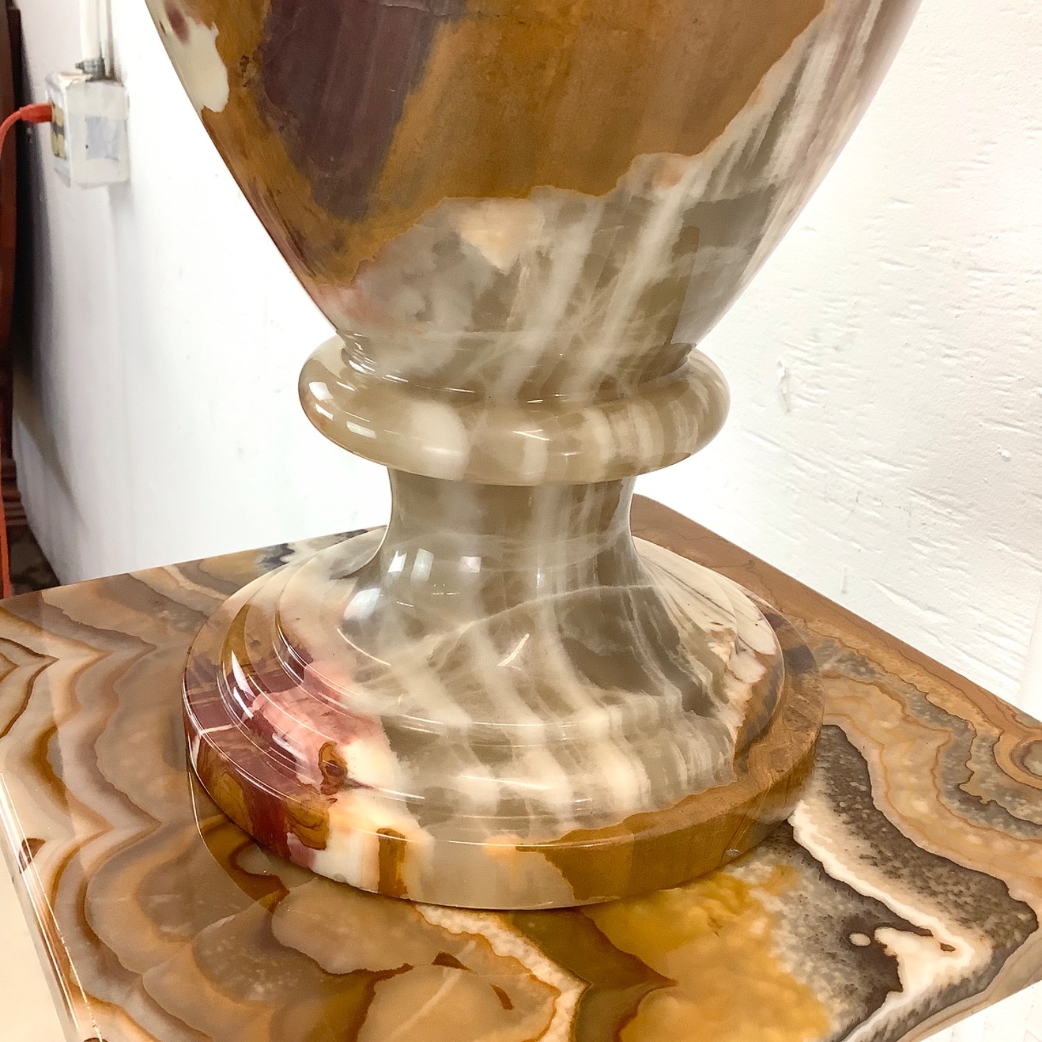 Vintage Onyx Pedestal and Vase - image-8