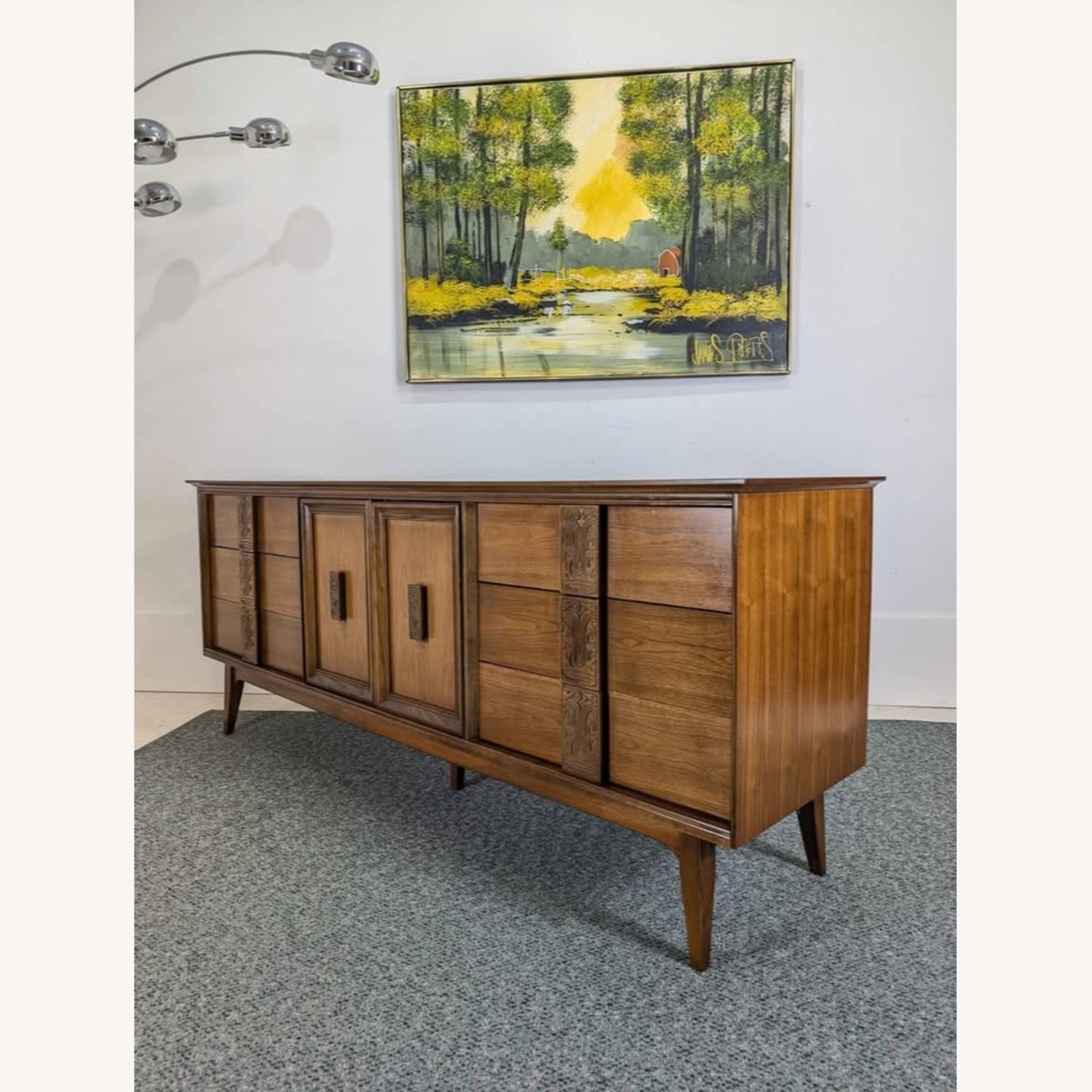 MCM Bassett Mayan 9 Drawer Walnut Dresser - image-3