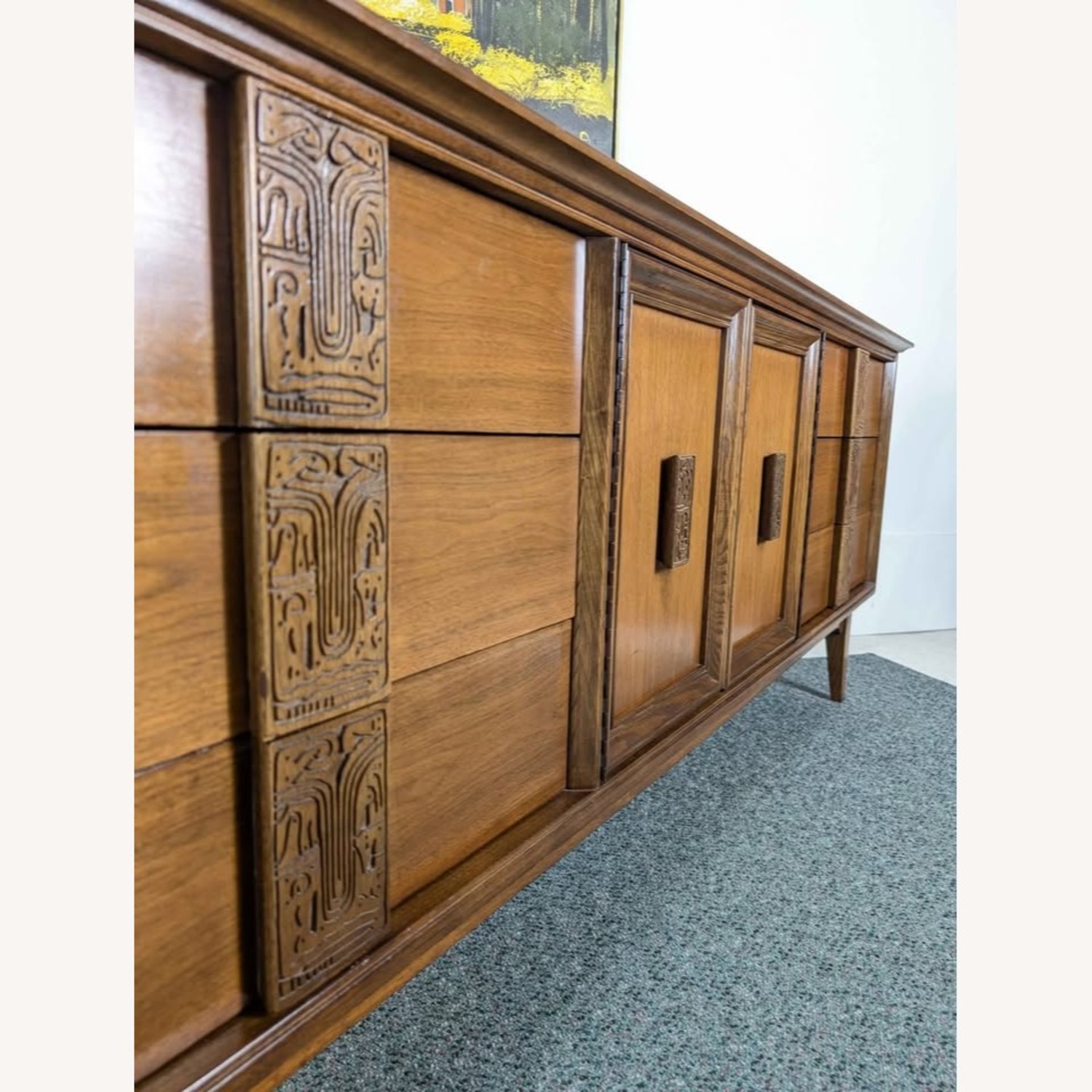 MCM Bassett Mayan 9 Drawer Walnut Dresser - image-7
