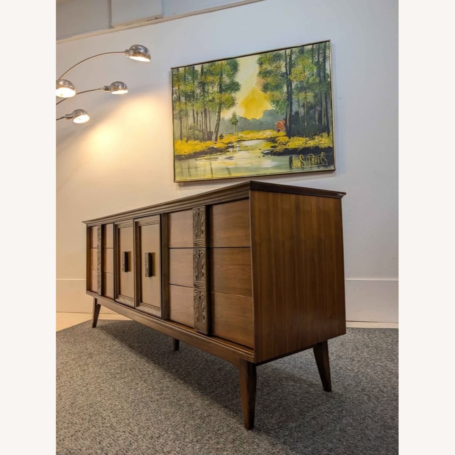 MCM Bassett Mayan 9 Drawer Walnut Dresser - image-6