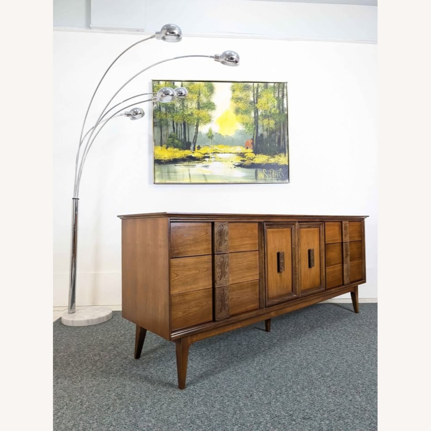 MCM Bassett Mayan 9 Drawer Walnut Dresser - image-2