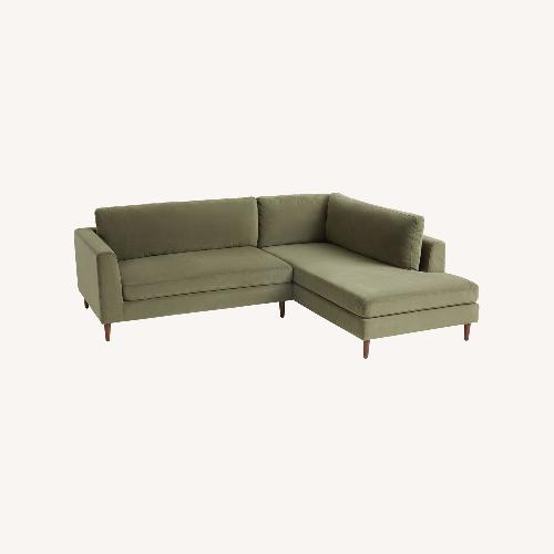 Used World Market Modern Velvet Sectional Sofa for sale on AptDeco