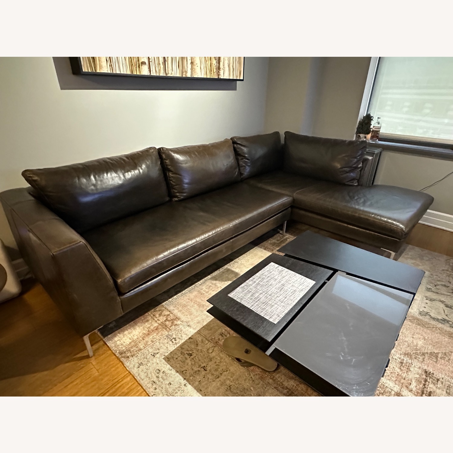 ABC Home 2-Piece Leather Sectional w Chaise - image-1