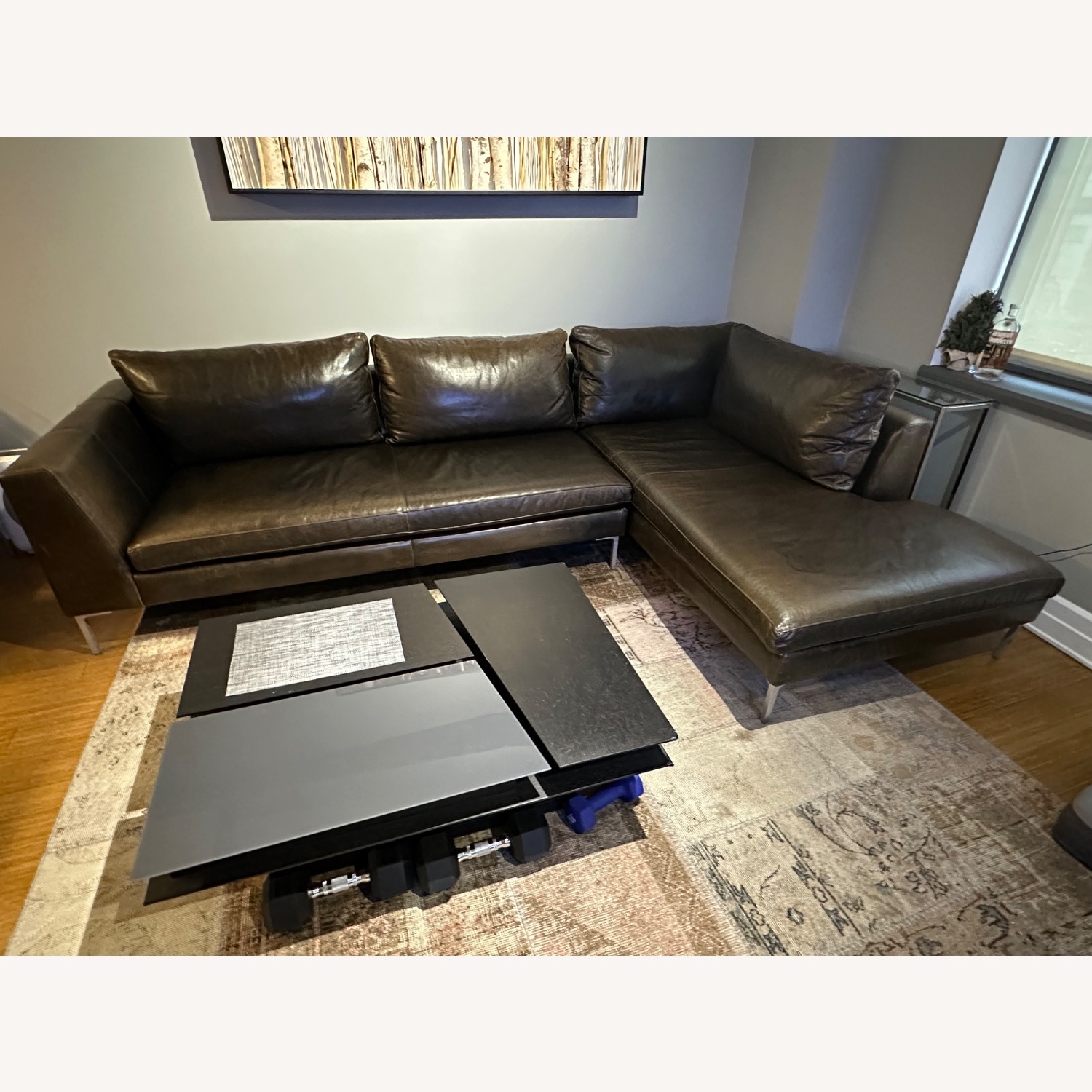 ABC Home 2-Piece Leather Sectional w Chaise - image-2