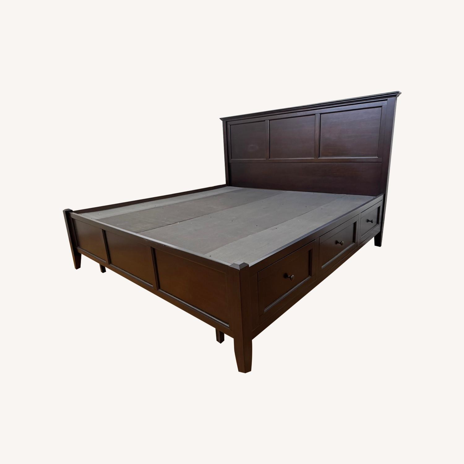Solid Wood King Storage Platform Bed - image-0