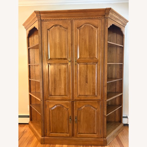 Used Ethan Allen Media Console with Corner Shelves for sale on AptDeco