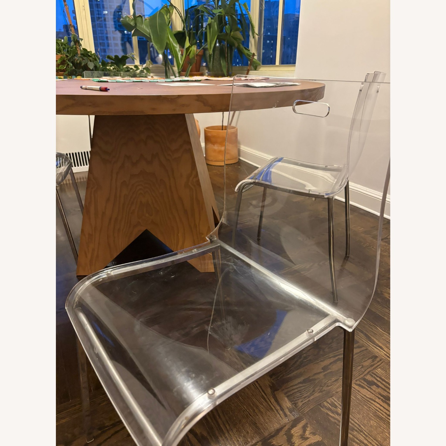 Vintage Style Clear Acrylic & Chrome Kitchen Chair - image-1