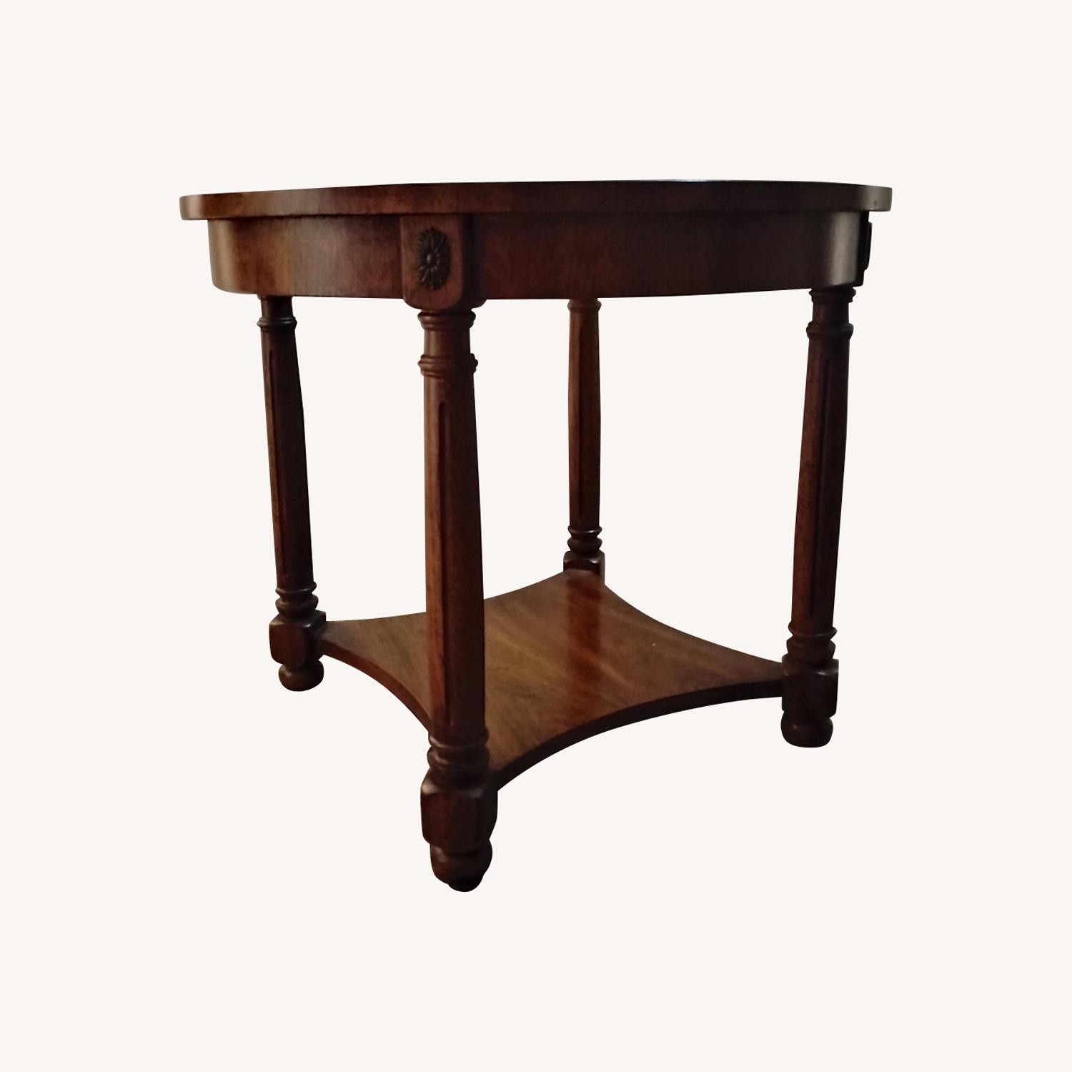 Brown Wooden Coffee Table with Glass Top - image-0