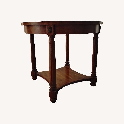 Used Brown Wooden Coffee Table with Glass Top for sale on AptDeco