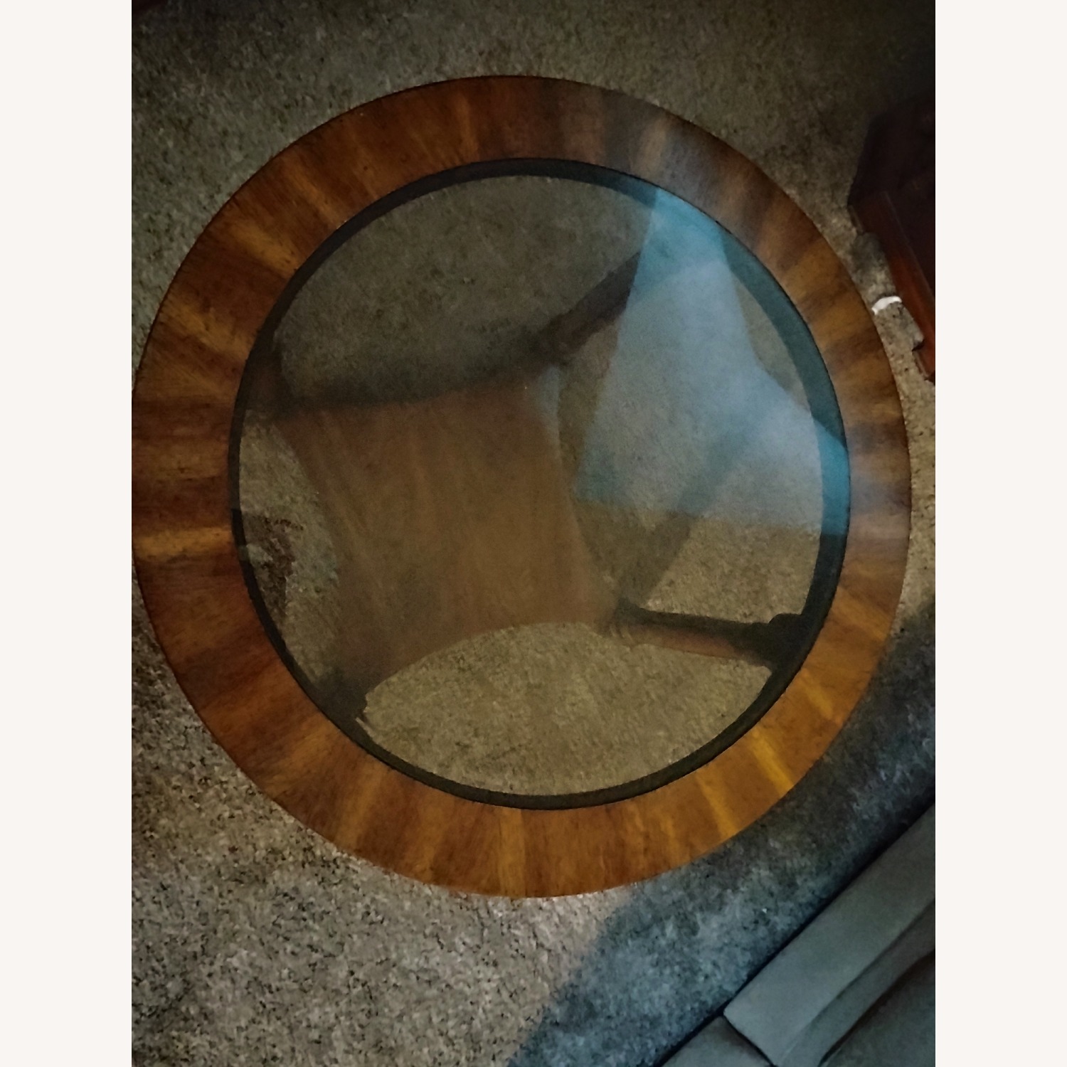 Brown Wooden Coffee Table with Glass Top - image-2