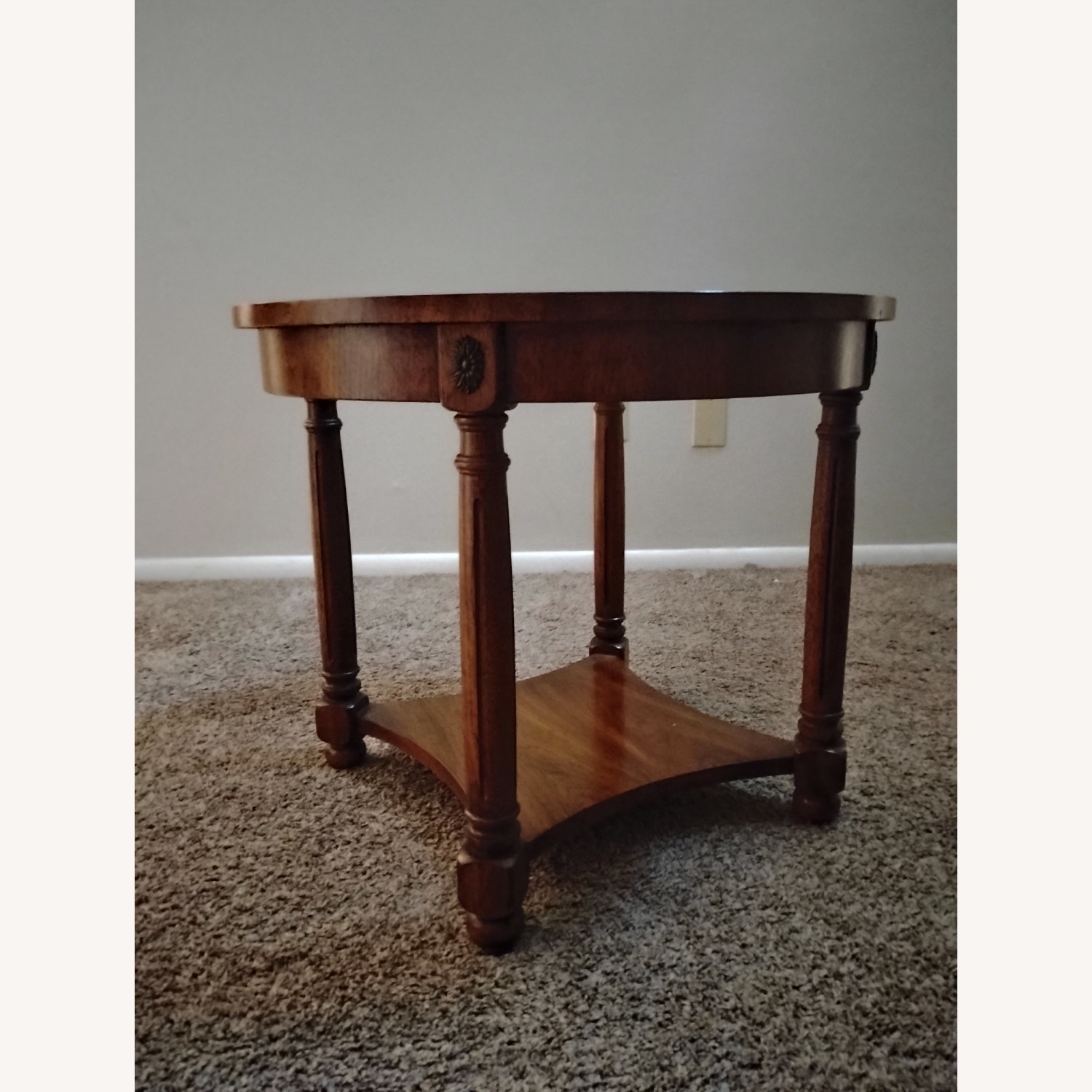 Brown Wooden Coffee Table with Glass Top - image-1
