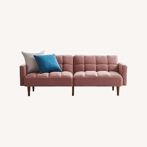 Used Amazon Pink Velvet Futon Sofa Bed for sale on AptDeco