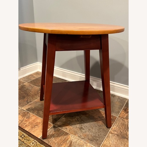 Used Ethan Allen Round Accent Table Two-Tone for sale on AptDeco