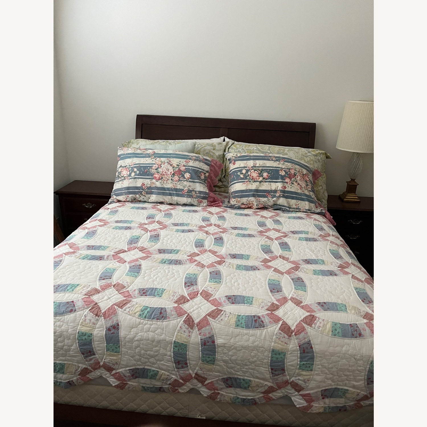 Dark Wood Queen Bed - image-1
