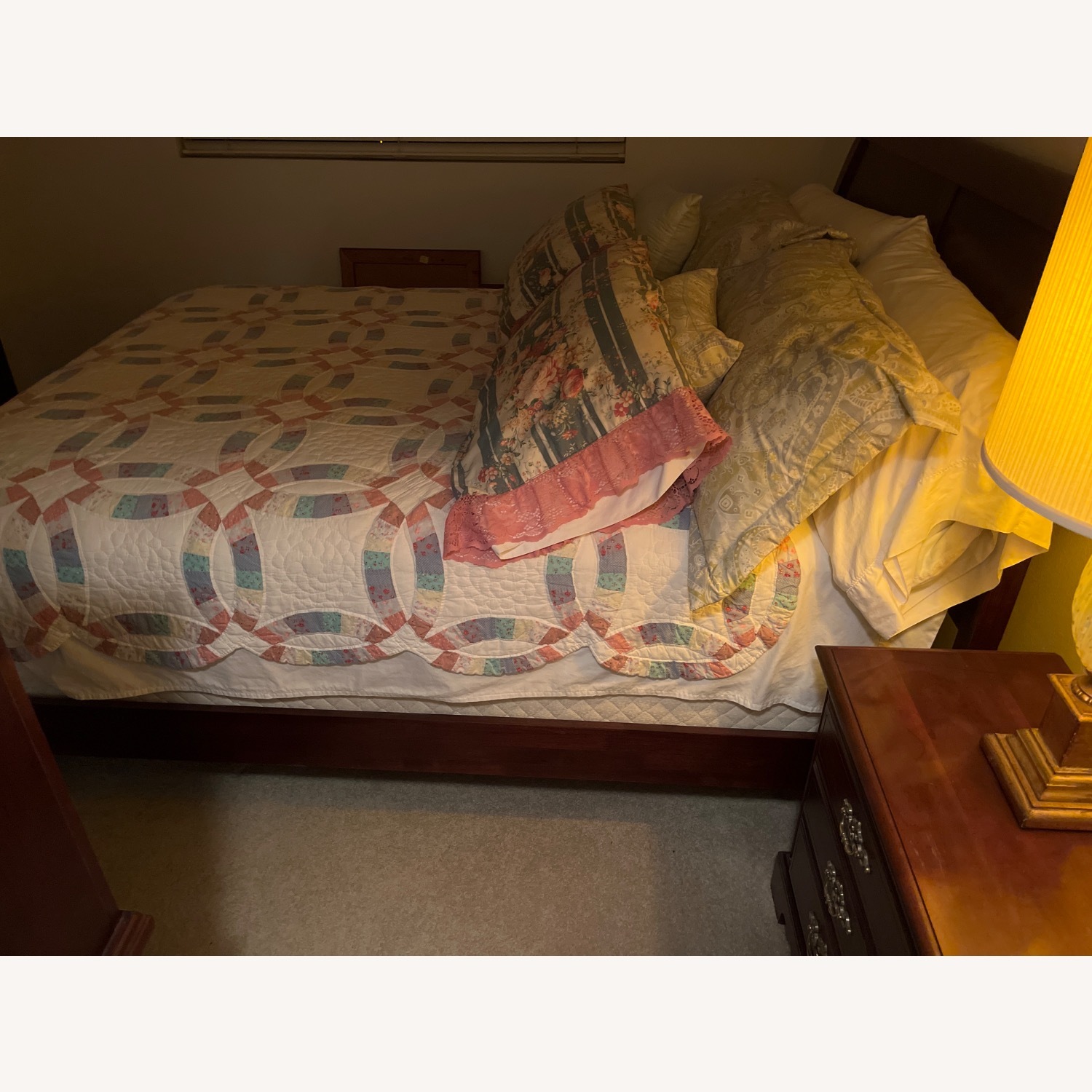 Dark Wood Queen Bed - image-3