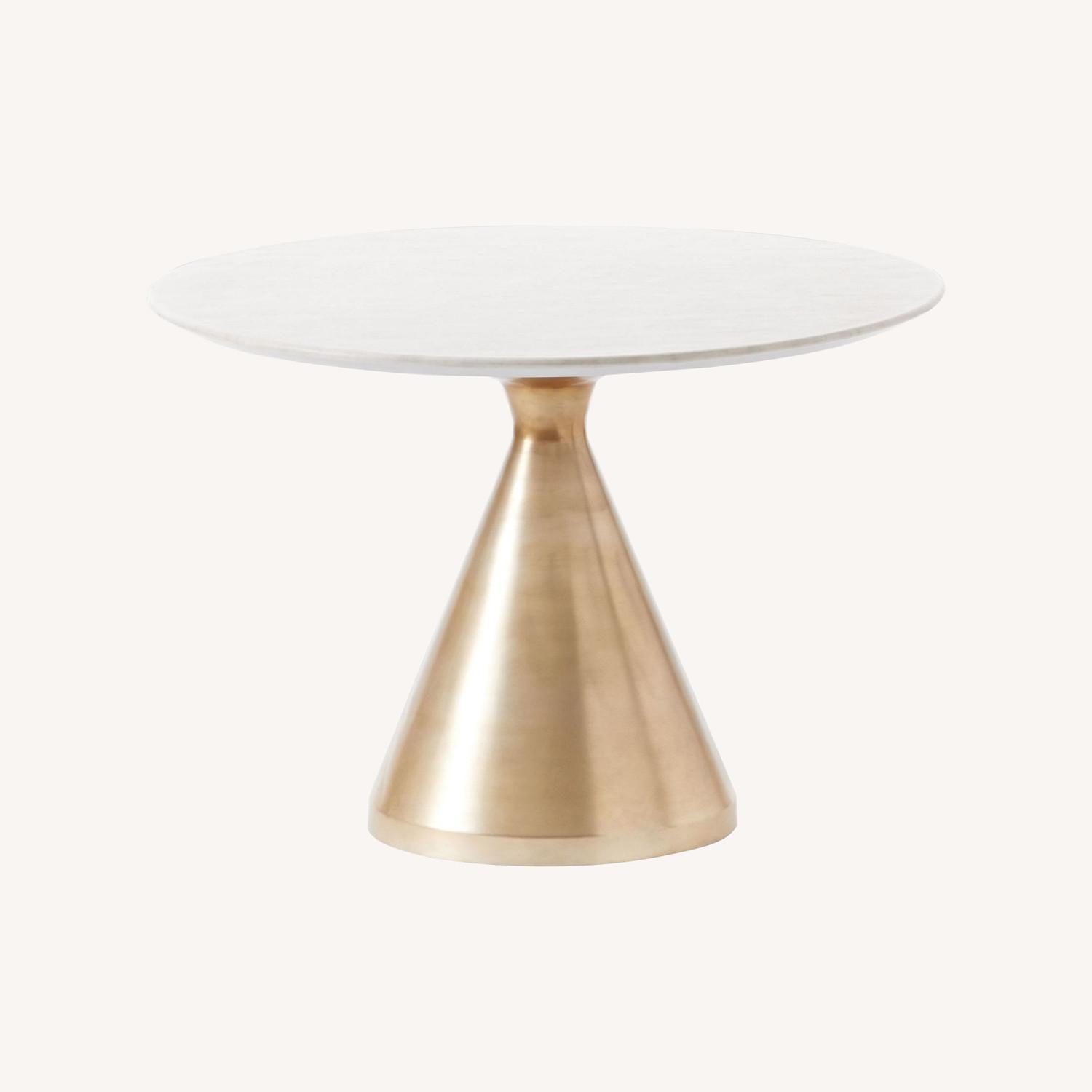 West Elm Silhouette Pedestal Marble Dining Table - image-0