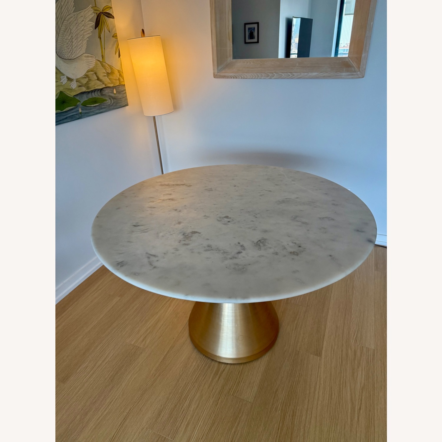 West Elm Silhouette Pedestal Marble Dining Table - image-1