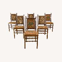 Vintage Faux Bamboo Folding Dining Chairs- Six