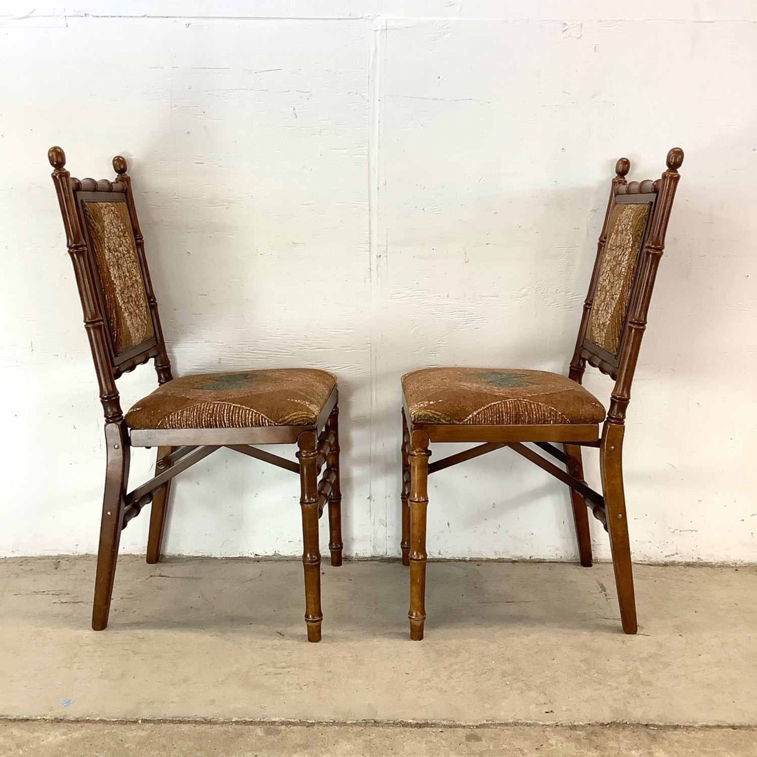Vintage Faux Bamboo Folding Dining Chairs- Six - image-9