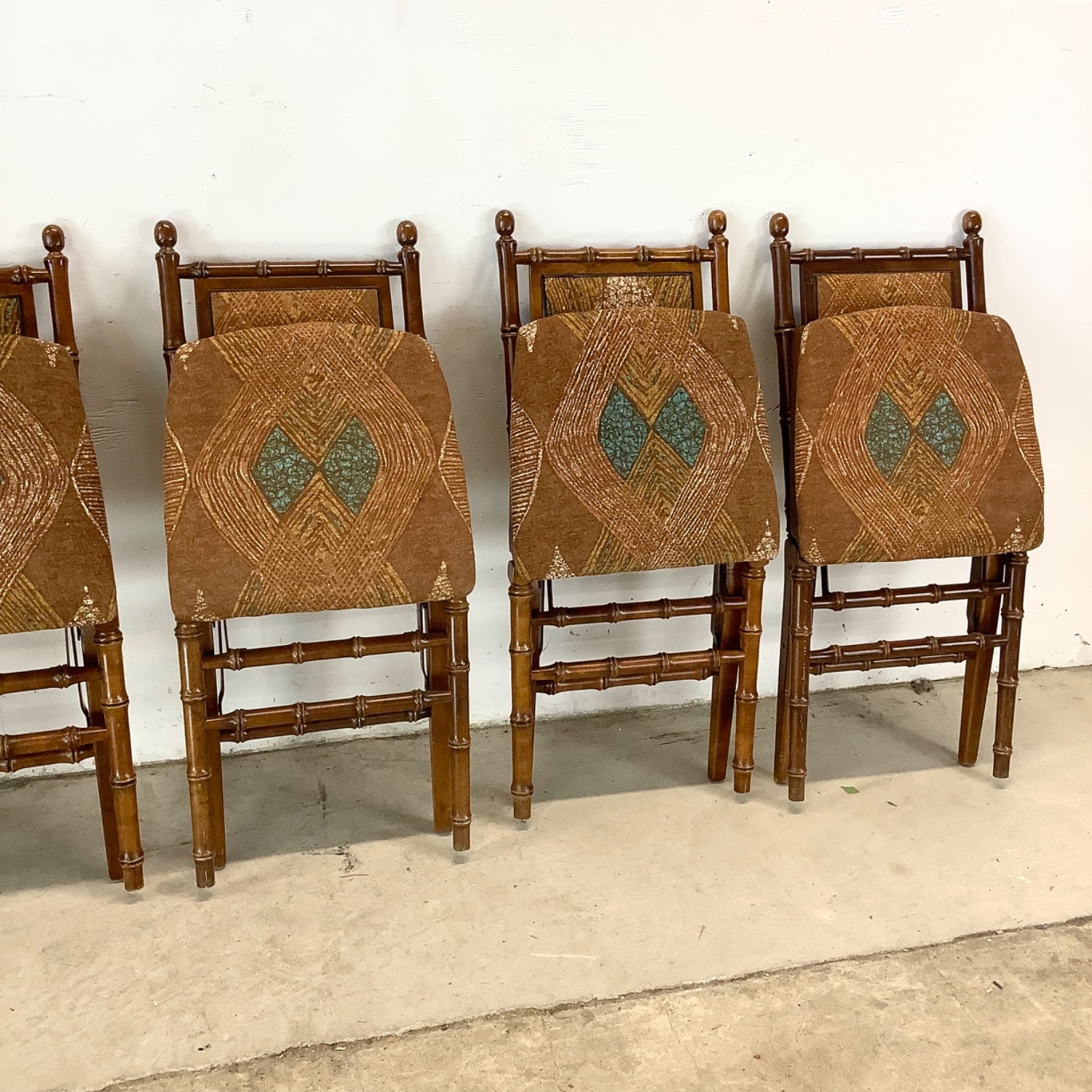 Vintage Faux Bamboo Folding Dining Chairs- Six - image-23
