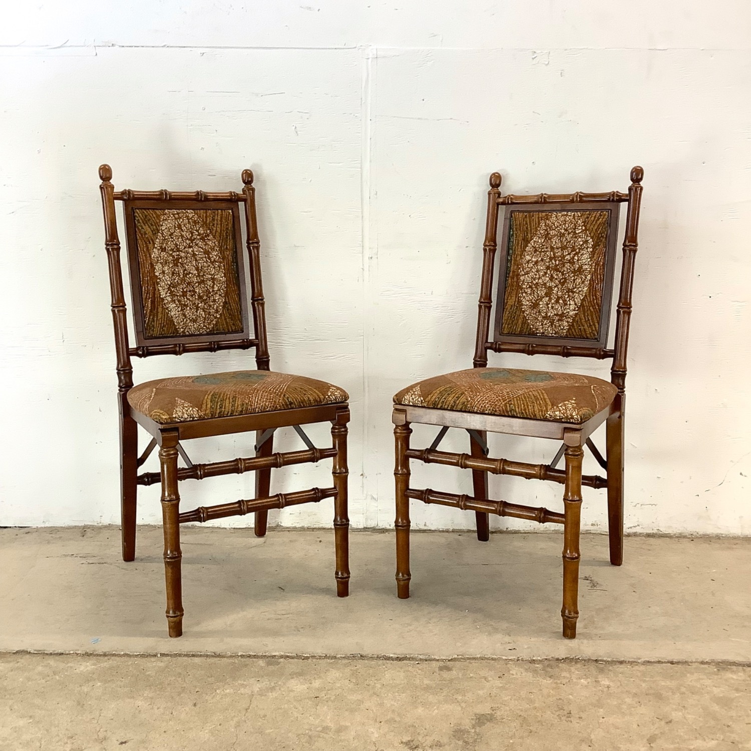 Vintage Faux Bamboo Folding Dining Chairs- Six - image-8