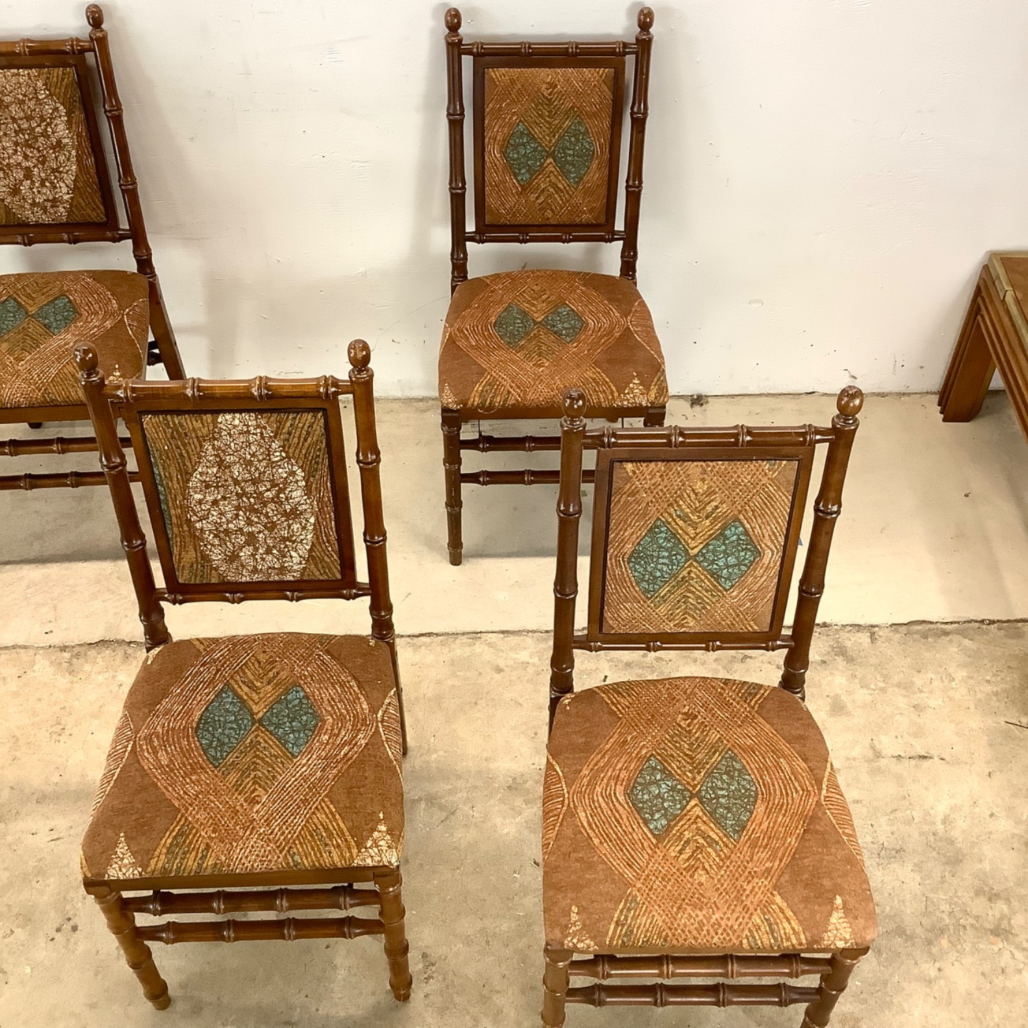 Vintage Faux Bamboo Folding Dining Chairs- Six - image-6
