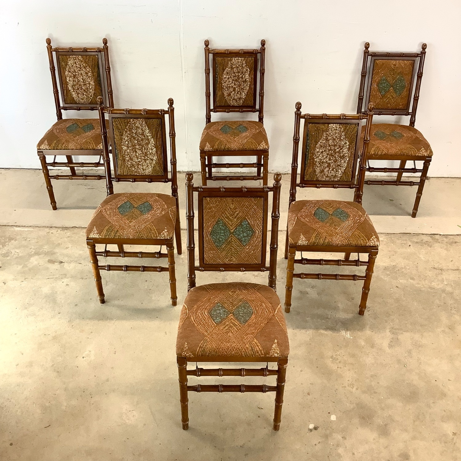 Vintage Faux Bamboo Folding Dining Chairs- Six - image-4